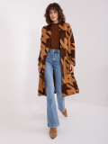 Camel Brown Women's Geometric Pattern Cardigan