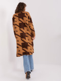 Camel Brown Women's Geometric Pattern Cardigan