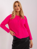 Dark Pink Cardigan with Braids