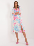 Light Blue Midi Dress with 3/4 Sleeves