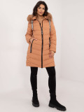 Comfortable Winter Jacket with Hood in Camel Color