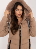 Beige Winter Jacket with Hood