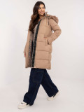 Beige Winter Jacket with Hood
