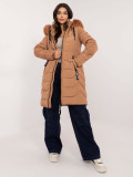 Comfortable Winter Jacket with Hood in Camel Color