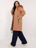 Comfortable Winter Jacket with Hood in Camel Color