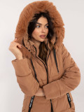 Comfortable Winter Jacket with Hood in Camel Color