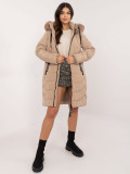 Beige Winter Jacket with Hood