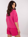 Stylish Fuchsia Blouse with 3/4 Sleeves