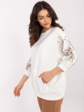 Elegant Ecru Blouse with 3/4 Sleeves