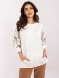 Elegant Ecru Blouse with 3/4 Sleeves