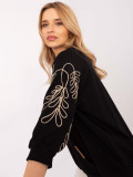 Stylish Black Blouse with 3/4 Sleeves