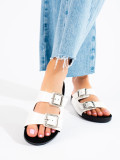 White Slippers with Decorative Buckles