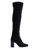 High heeled suede boots black
