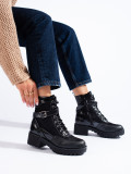 Black ankle boots with lacing and zip