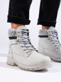 Grey insulated lace-up boots