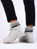 Grey insulated lace-up boots