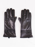 Black leather gloves with bows