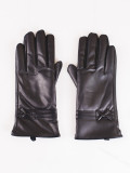 Black leather gloves with bows
