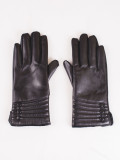 Black leather gloves with buttons