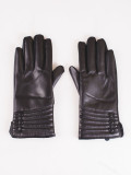 Black leather gloves with buttons