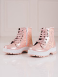 Pink children's boots with sequins
