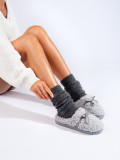 Grey slippers with a bow