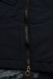 Navy winter jacket with a stand-up collar