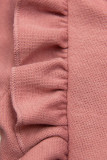 Pink dress with leather pleated skirt