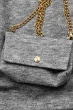Grey girl's dress with drawstring waist