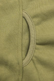 Basic zip-up hoodie in khaki