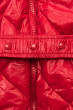 Belted winter jacket in red