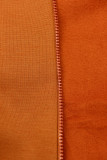 Cinnamon brown asymmetric elongated hoodie