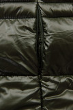 Khaki shiny quilted jacket with a hood