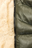 Belted winter jacket in khaki/beige