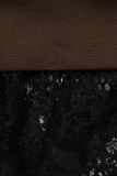 Brown sweatshirt dress with lace