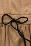 Light brown short dress with lace