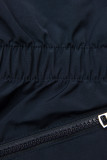 Reversible drawstring jacket in dark blue