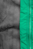 Green quilted winter jacket with plush