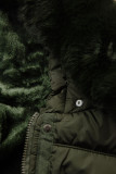 Khaki winter jacket with plush and faux fur