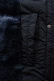 Dark blue winter jacket with plush and faux fur