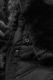 Black winter jacket with plush and faux fur