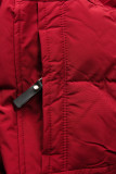 Red winter jacket with drawstring waist