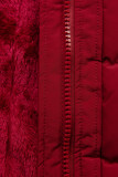 Red winter jacket with drawstring waist