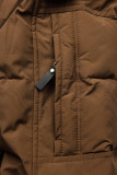 Brown winter jacket with drawstring waist