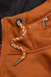 Dark orange elongated hoodie in shaped cut