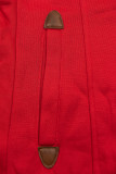 Red elongated hoodie in shaped cut
