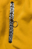 Yellow hoodie with striped lining