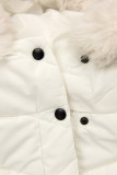 Creamy white winter jacket shaped for wider hips