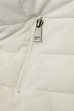 Creamy white winter jacket shaped for wider hips