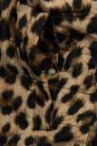 Reversible parka yellow/leopard print